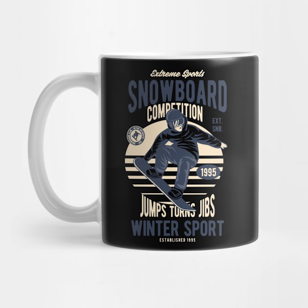 Snowboard, Vintage Retro Classic by CoApparel